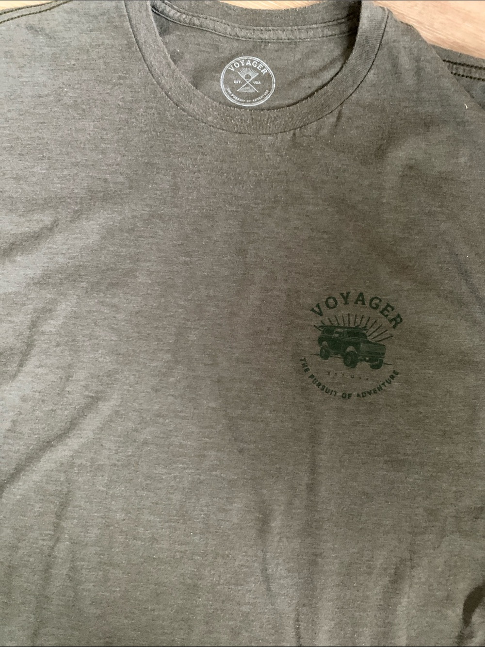 Voyager Olive Green Graphic Crew Neck Tee